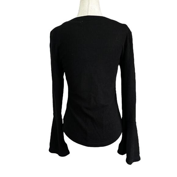 Fashion On Earth Black Ribbed V-neck Cardigan Women's Top Size Small NWT 72-29-2 - Picture 2 of 6